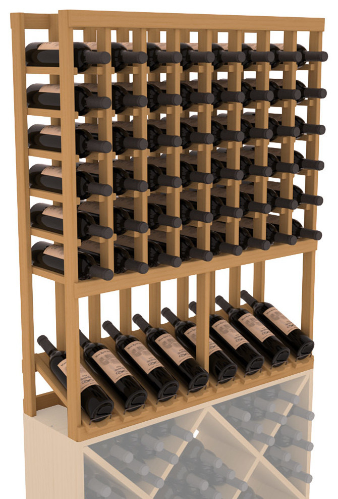 High Reveal Wine Rack Display, Pine, Oak Stain