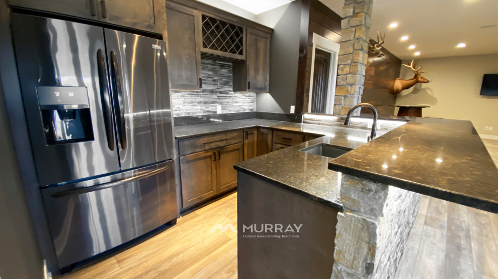 Basement - rustic basement idea in Omaha