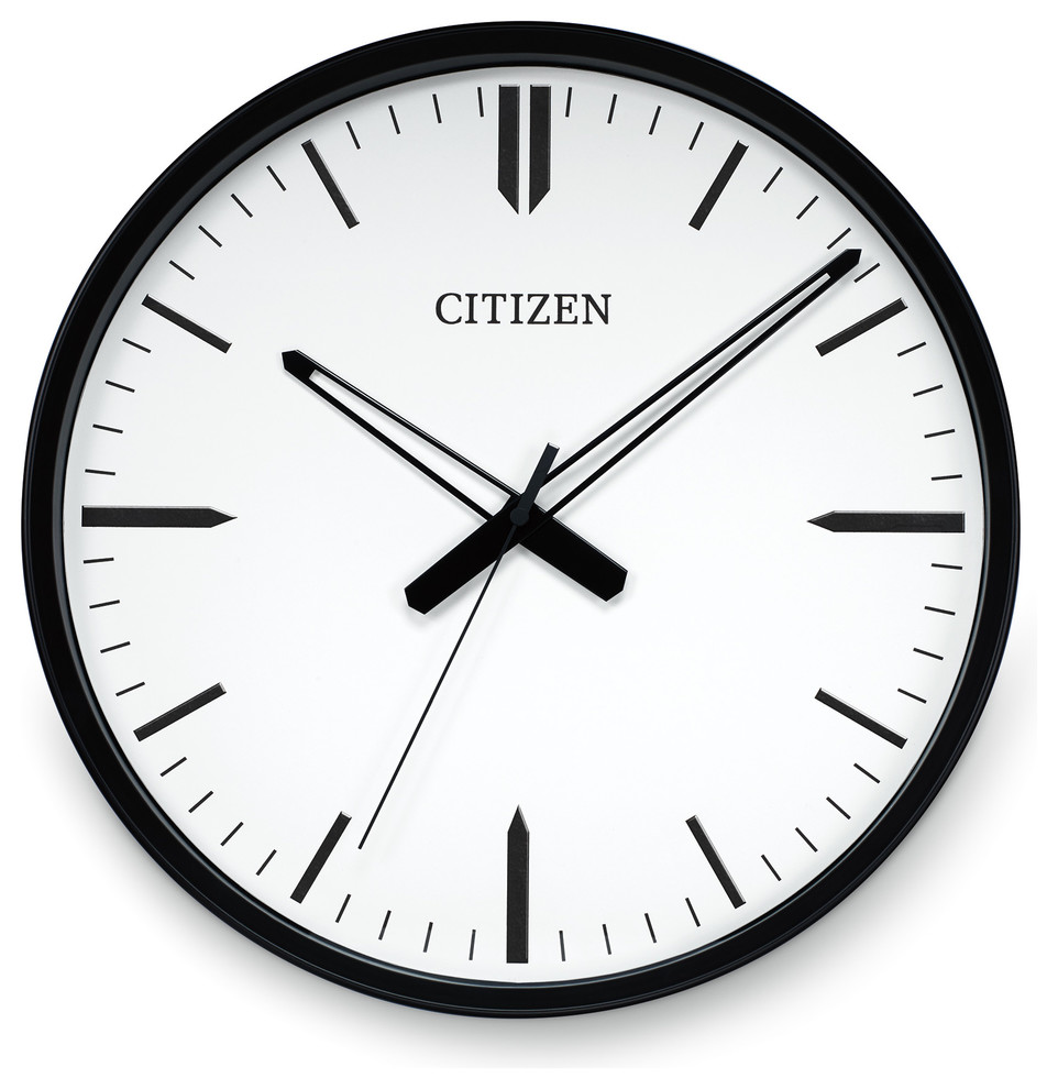 Gallery Clock With White Dial And Black Frame Contemporary Wall Clocks By Citizen Watch Company Of America