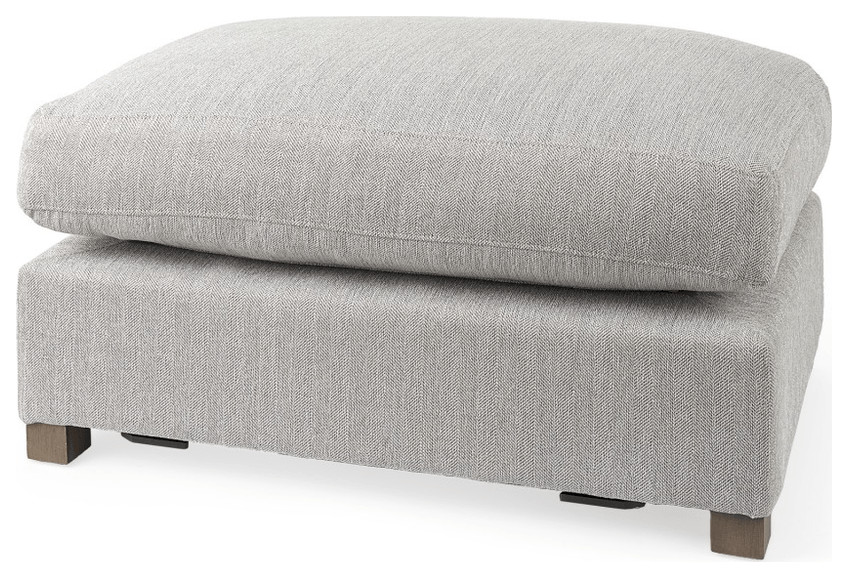 26" Light Gray Jute And Brown Cocktail Ottoman - Transitional - Footstools And Ottomans - by ...