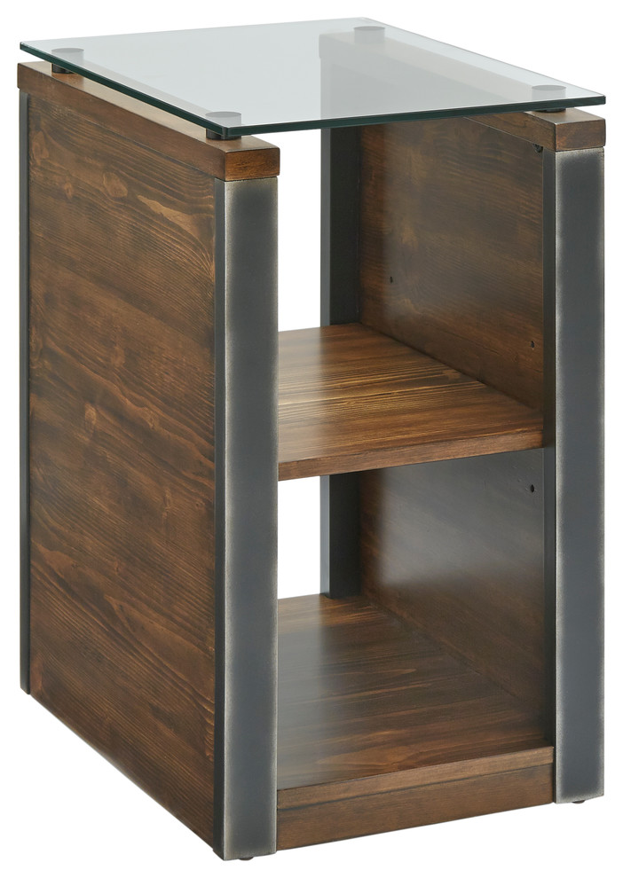 Midtown Glass Chairside Table Transitional Side Tables And End