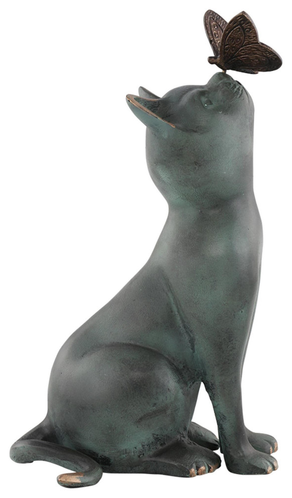 Curiosity Cat Garden Sculpture Contemporary Garden Statues And Yard