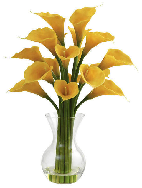 Galla Calla Lily With Vase Arrangement Contemporary Artificial