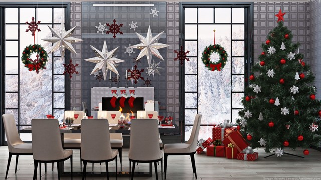 Christmas interior transitional-rendering