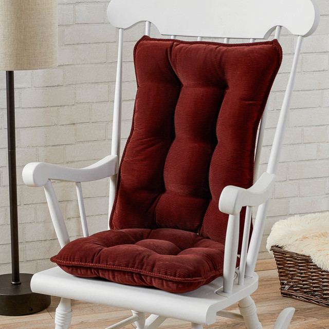 Contemporary Living Room With Burgundy Rocking Chair Seat Cushions Contemporary Living Room