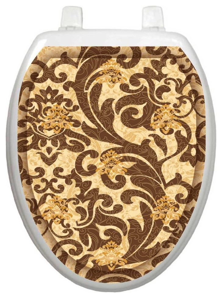 Tuscany Filigree Toilet Tattoos Seat Cover, Vinyl Lid Decal, Bathroom