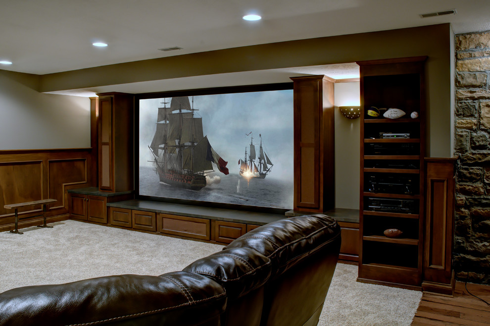 Inspiration for a rustic basement remodel in Columbus