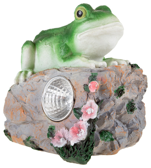 Frog Solar Powered LED Light Garden Statue by Pure Garden Contemporary Outdoor Flood And