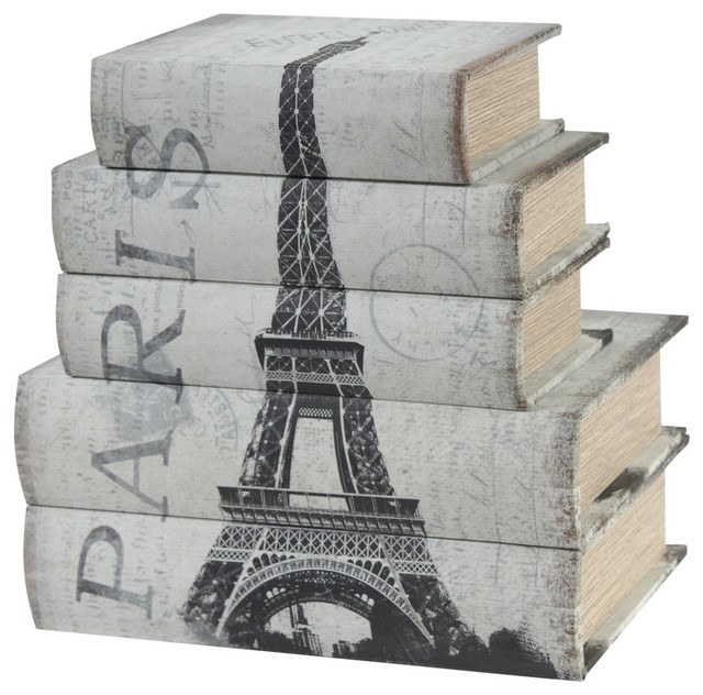 A&B Home - Wooden Book Boxes Paris, 5-Piece Set & Reviews | Houzz