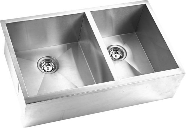 Yosemite Home D'cor 22" x 33" Farmhouse Double Sink, Stainless, MAGS3320DAP