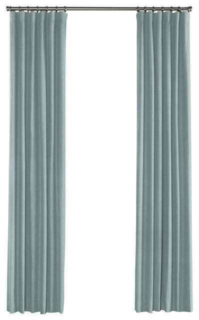 Muted Aqua Linen Curtain, Single Panel, Ring Top