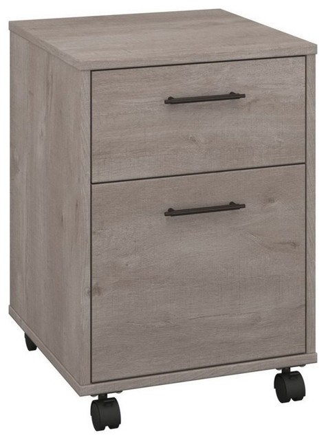 Bush Furniture Key West 2 Drawer Mobile Pedestal In Washed Gray Bush Furniture Key West 2 Drawer Mobile