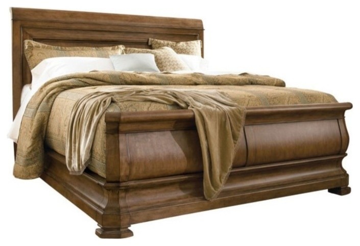 Louis Philippe Solid Wood King Sleigh Bed Traditional Sleigh Beds