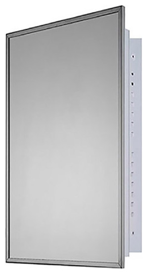 Deluxe Series Medicine Cabinet, 16"x26", Stainless Steel Frame, Recessed