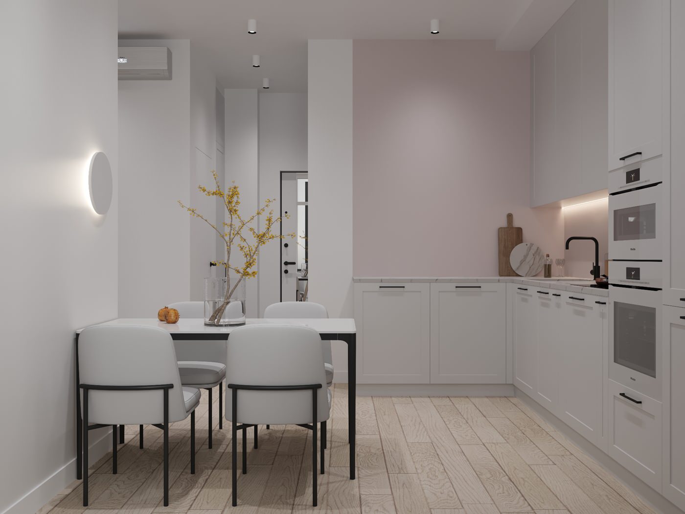 Белый интерьер для девушки в минимализме