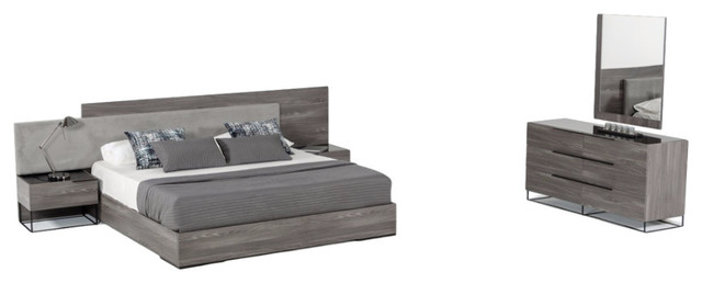 Nova Domus Enzo Italian Gray Walnut 5-Piece Bedroom Set, Eastern King