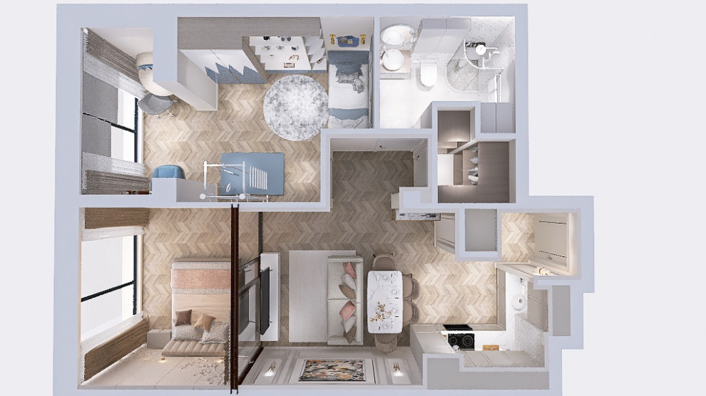 Дизайн-проект 2х комнатной квартиры