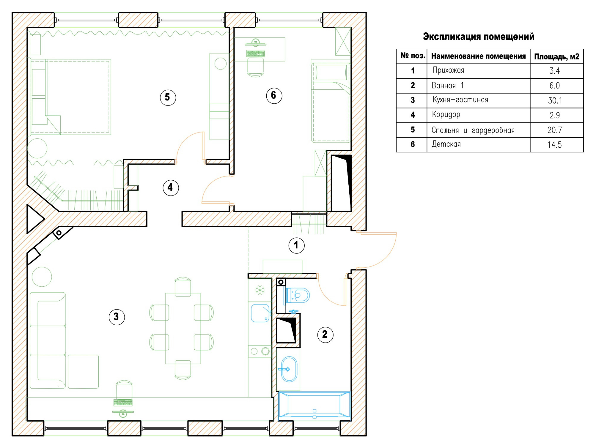 Проект недели: 30 кв.м. — кухня-гостиная с открытой кладкой | Houzz Россия