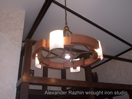 Кованая люстра с деревом