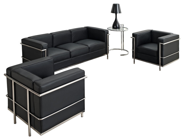 LC2 4-Piece Sofa Set in Black