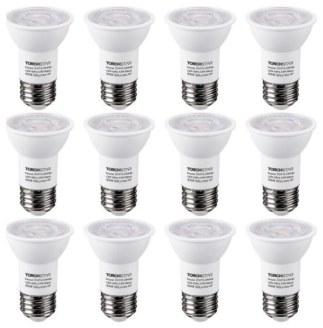 12Pack LED PAR16 Spot Light Bulbs, 500lm E26 Medium Base, 5000K