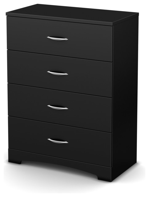 South Shore Step One 4 Drawer Chest Pure Black Transitional