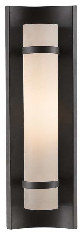 One Light Oil Rubbed Bronze White Opal Etch Glass Wall Light