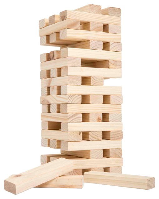 Nontraditional Giant Wooden Blocks Tower Stacking Game, Yard Game by