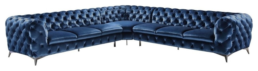  Divani Casa Delilah Blue Fabric Sectional Sofa 