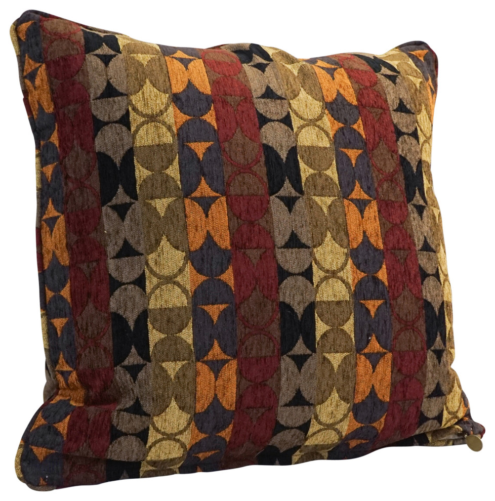 25" Double-Corded Patterned Tapestry Square Floor Pillow, Broken Circles