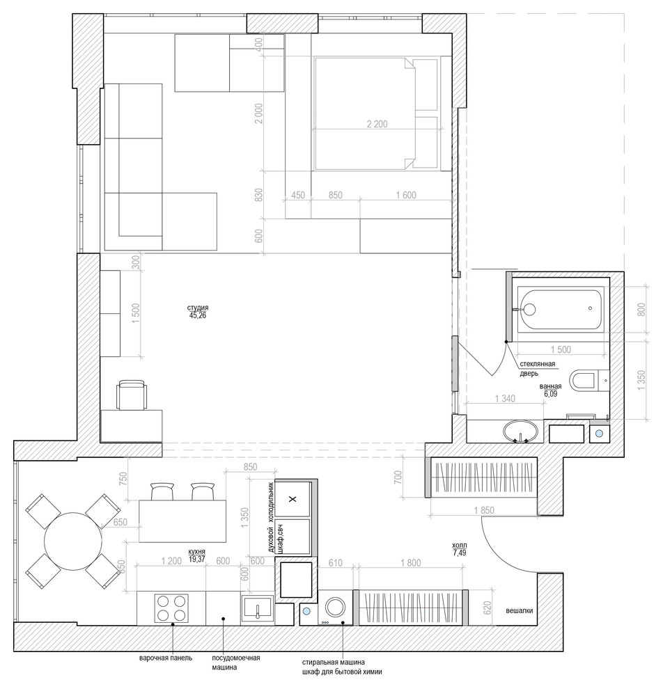 дизайн квартиры 74м2