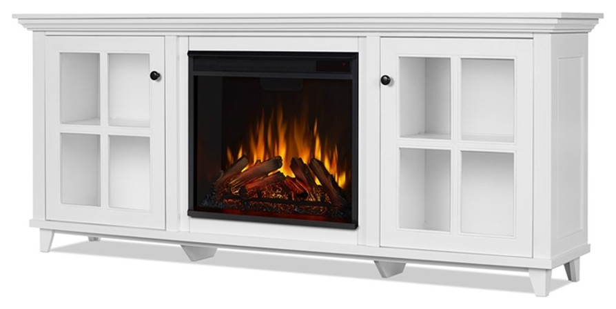 Real Flame Norwell Solid Wood Steel and Glass Media Electric Fireplace in White