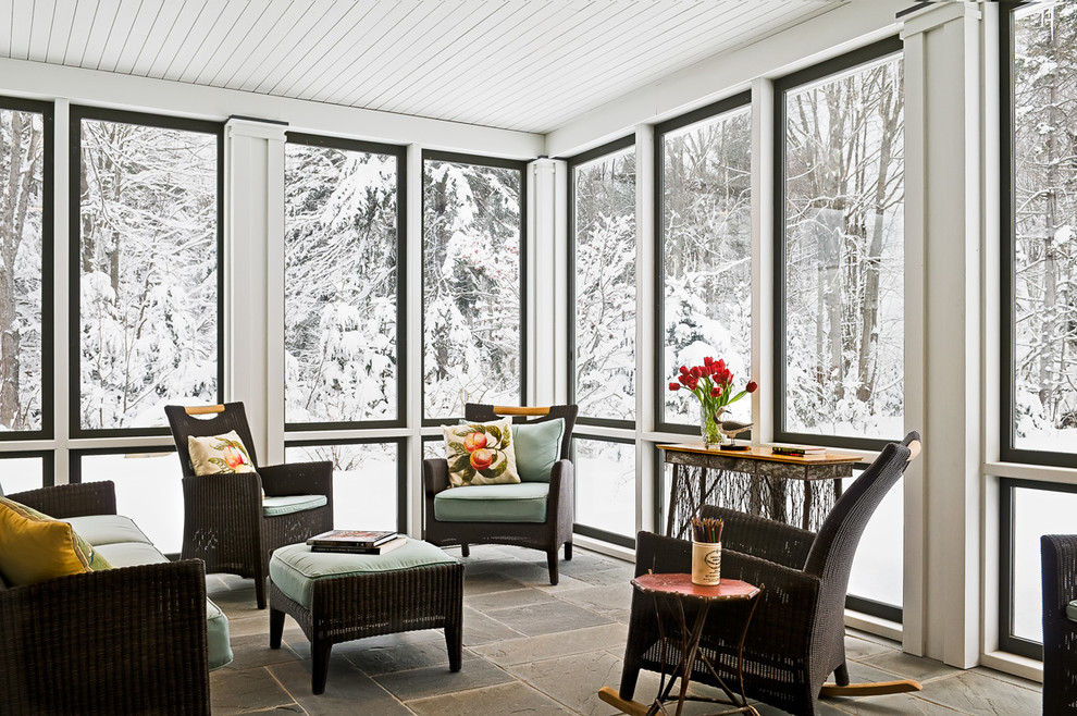 Design ideas for a country sunroom in Portland Maine.