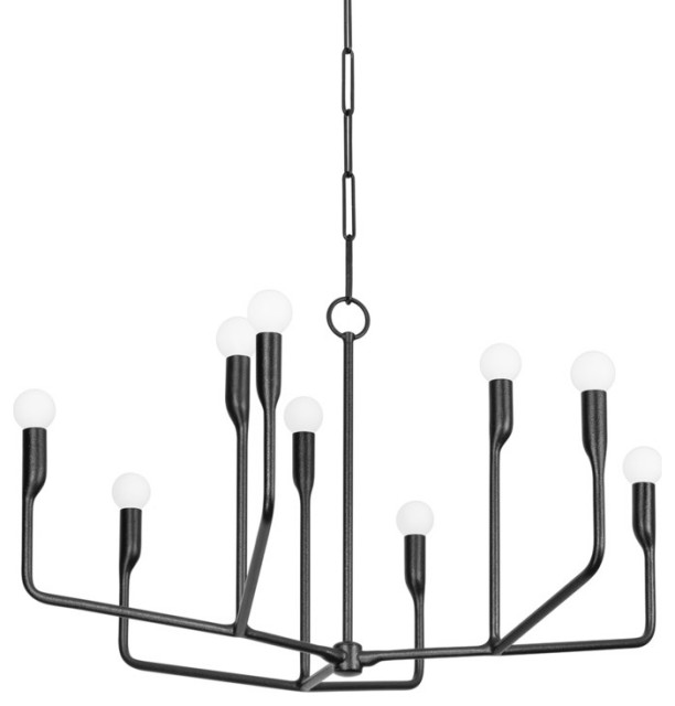 Troy Lighting Norman Nine Light Chandelier, Forged Iron