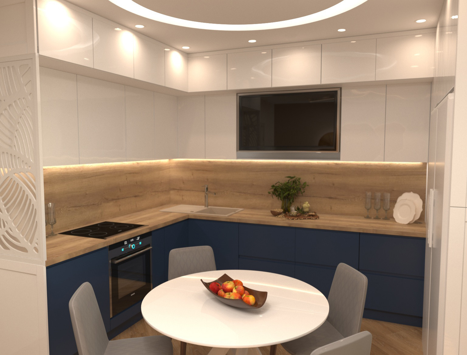 Дизайн Гостиной- кухни, совмещенный с лоджией