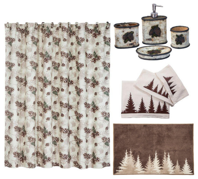 Hi End Accent Birch Pinecone 9Piece Bath Accessory Towel Set Rustic
