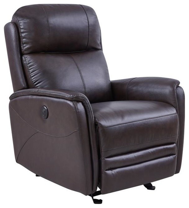 Wolfe Contemporary Recliner in Dark Brown Genuine Leather
