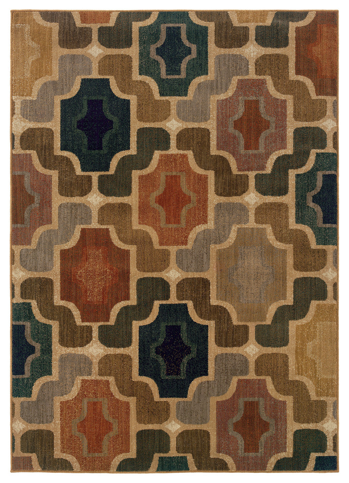 Oriental Weaver Kasbah 3838B Gold Rug, 3'10"x5'5" Contemporary Area