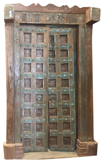 Consigned, Antique Doors Floral Patina Vintage Indian Architecture Consigned, Antique Doors Floral Patina Vintage Indian Architecture Haveli Door - Consigned, Antique Doors Floral Patina Vintage Indian Architecture