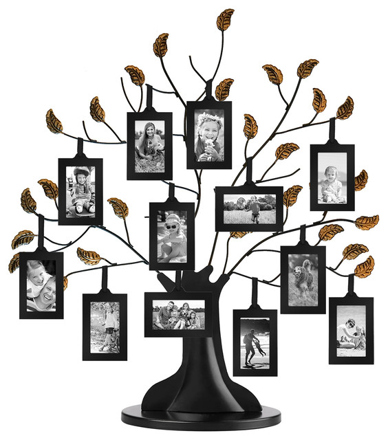 Americanflat Bronze Family Tree Frame with 12 2x3 Inch Hanging Picture