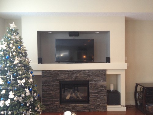 Either side of the TV? I am looking for suggestions on what to place on either side of the TV in this niche. It needs something
