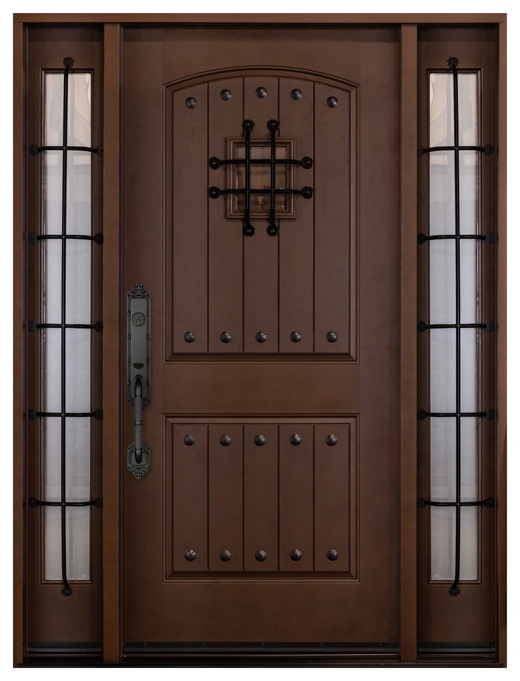 Fiberglass Maricoba Exterior Front Entry Door, Right Hand Swinging, 12x36x80"