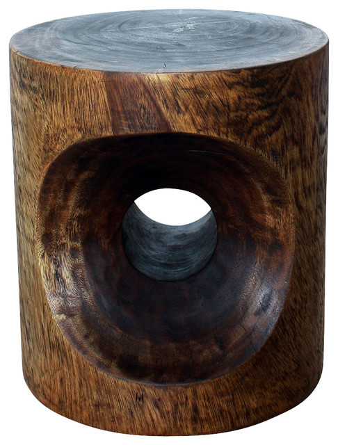 Haussmann Peephole End Table 16"x18", Livos Mocha Oil Finish