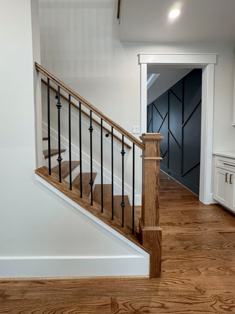 117_Distinct Oak Staircase with Iron Balusters & Oak Rail Profile, Chantilly VA
