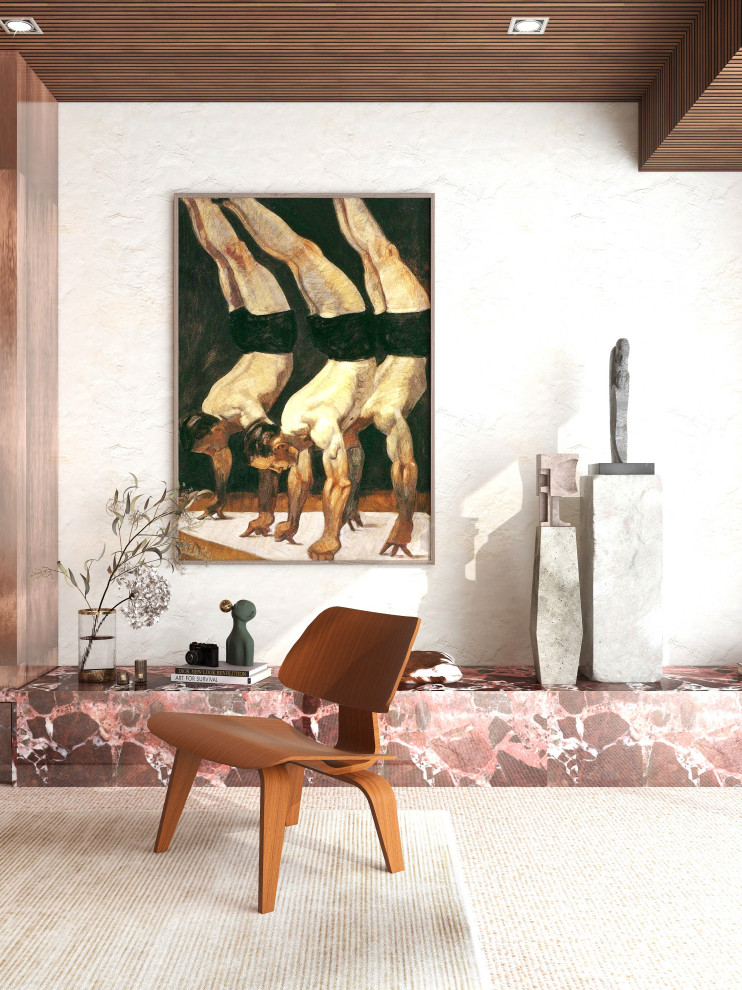Foto de salón abierto vintage grande sin televisor con paredes blancas, moqueta, chimenea lineal, marco de chimenea de metal, suelo beige y machihembrado