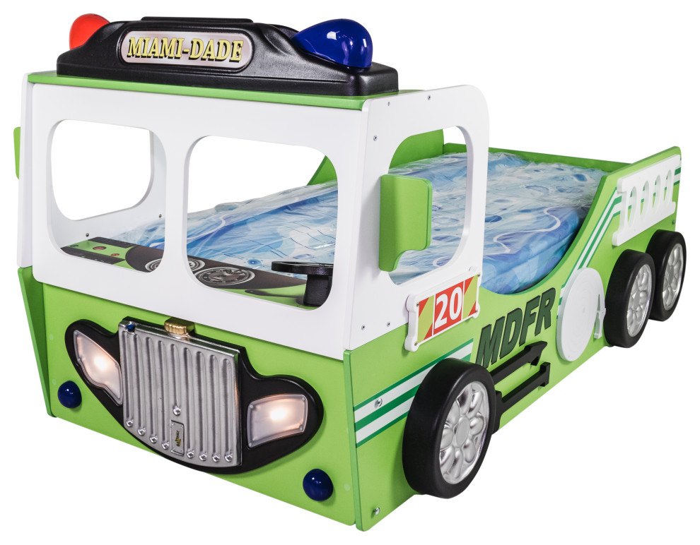 Fire Truck Kids Bed ,Green Contemporary Kids Beds by Table World