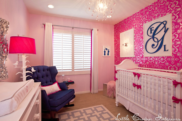 Pink And Navy Girl S Nursery Traditional Nursery