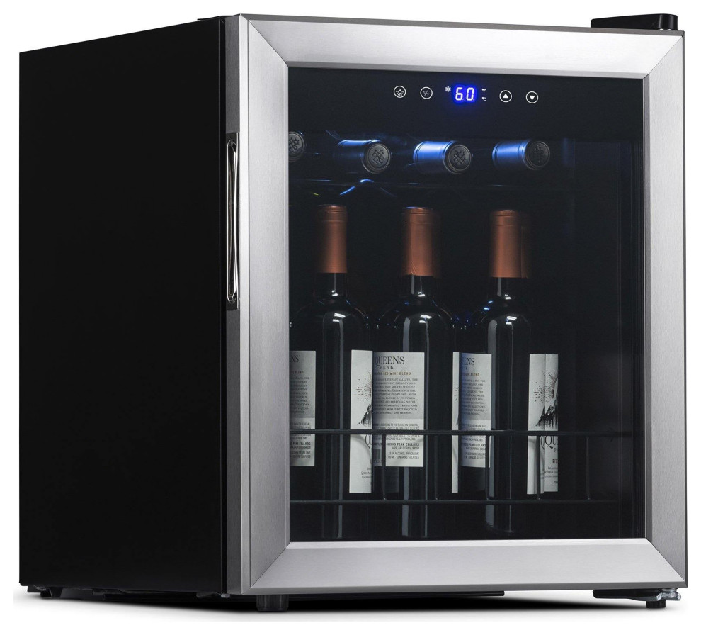 Newair Freestanding 16 Bottle Compressor Wine Fridge, Stainless Steel