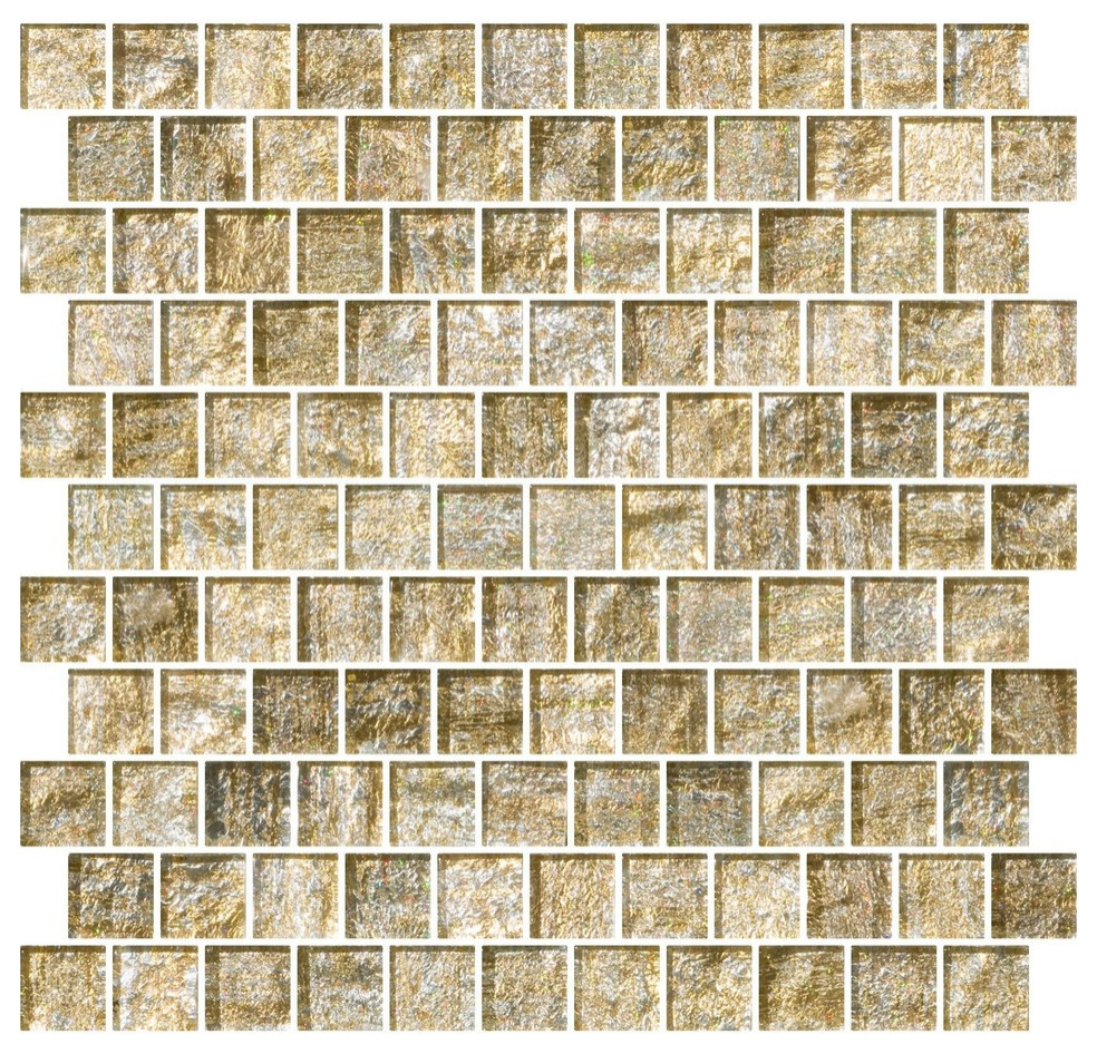 12"x12" Gold and Silver Weave Metallic Glass Tile, Off-Set, Sheet