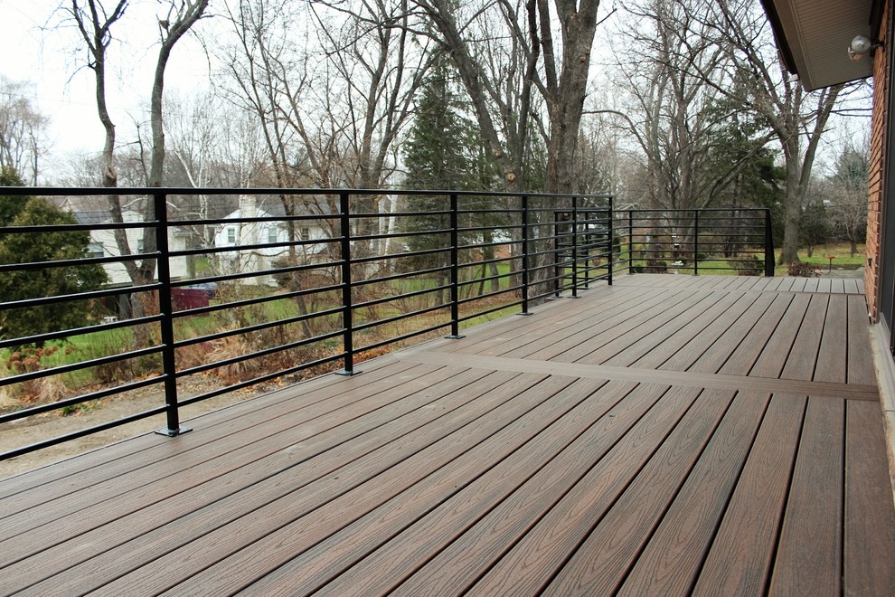 Inspiration for a small contemporary backyard deck in Detroit with no cover.
